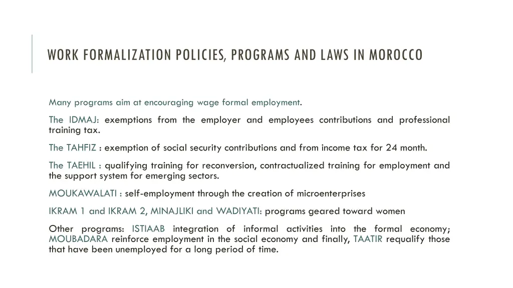 work formalization policies programs and laws