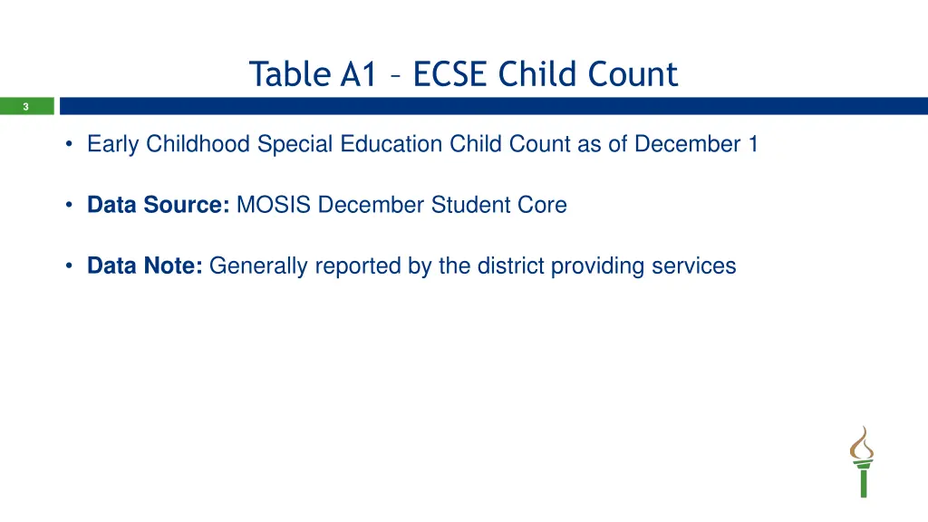 table a1 ecse child count