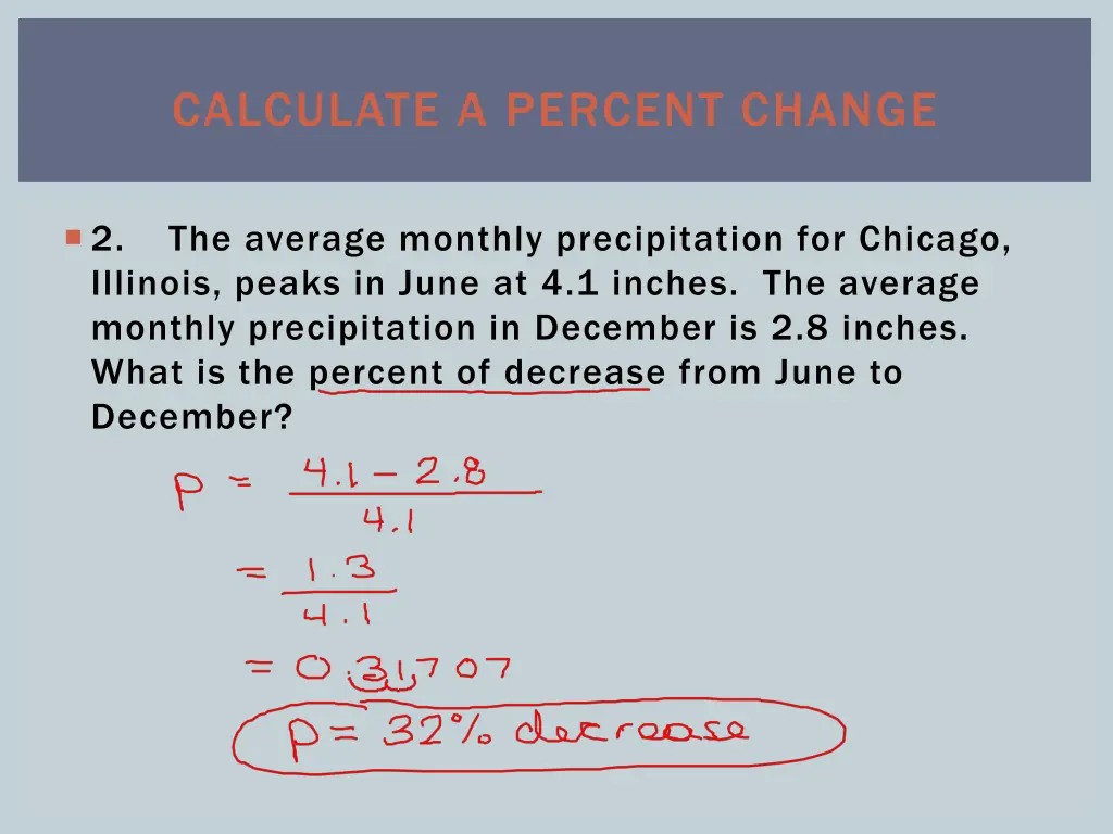 calculate a percent change 1