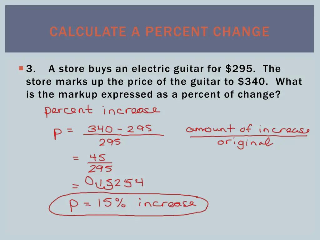 calculate a percent change 2