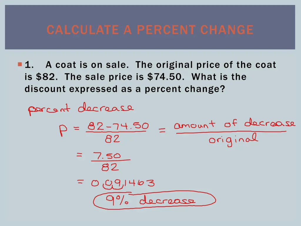 calculate a percent change