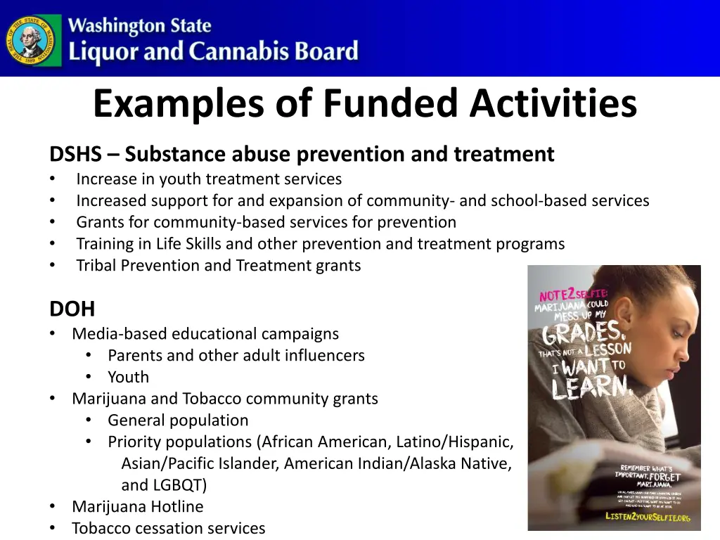 examples of funded activities