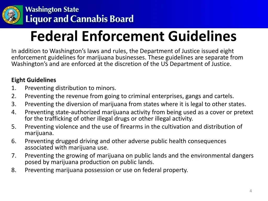 federal enforcement guidelines