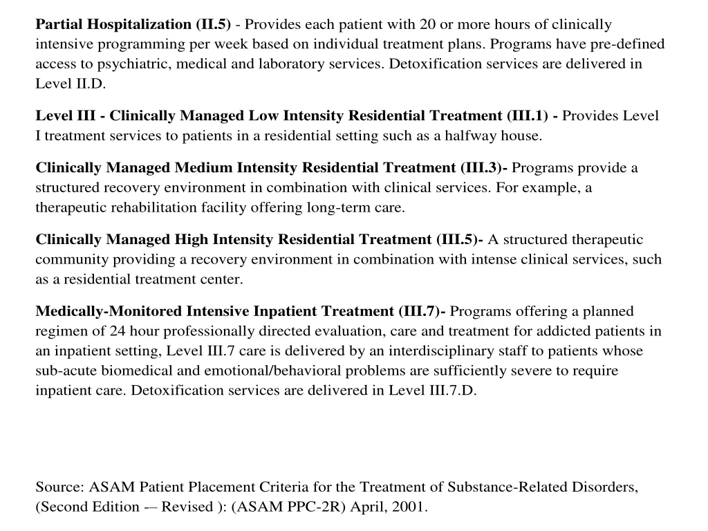 partial hospitalization ii 5 provides each