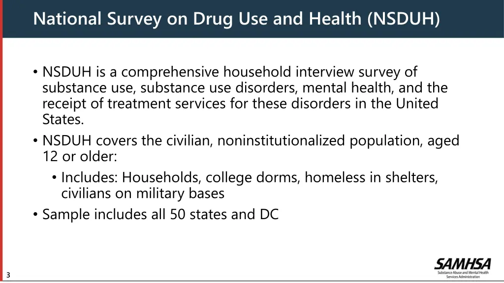 national survey on drug use and health nsduh