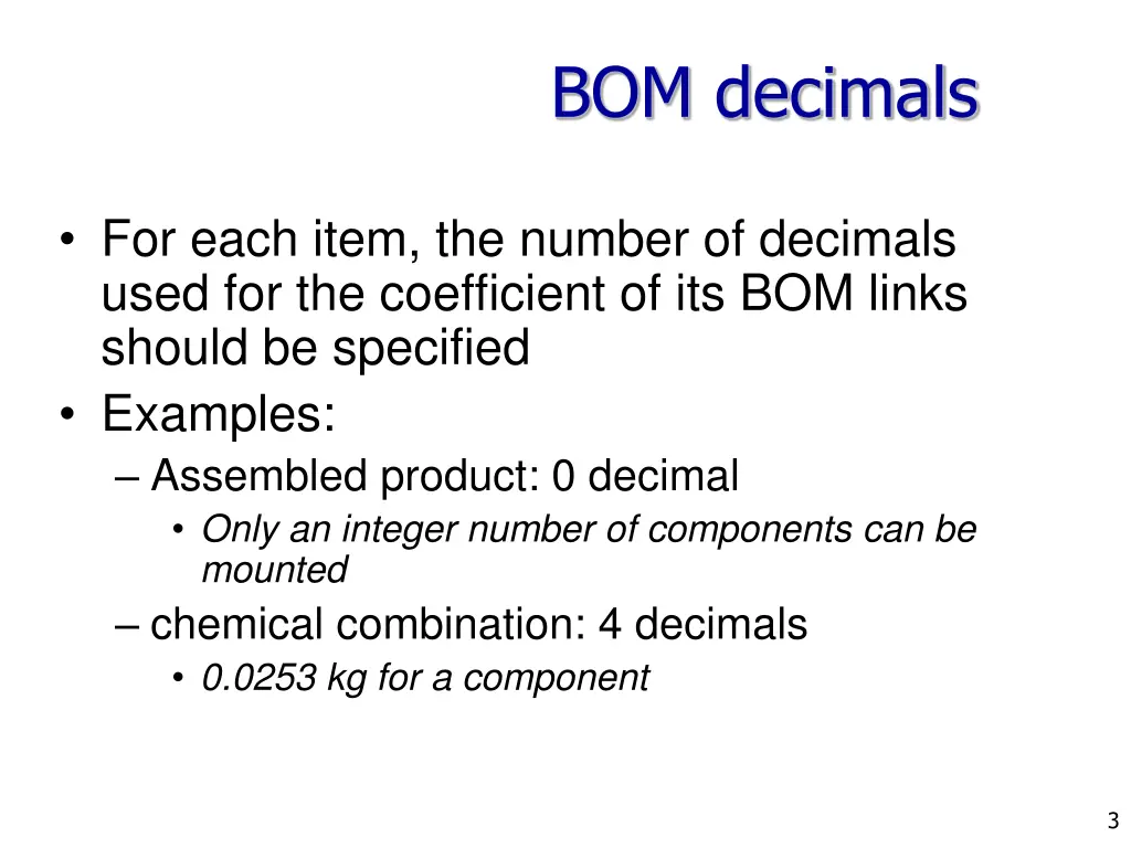 bom decimals