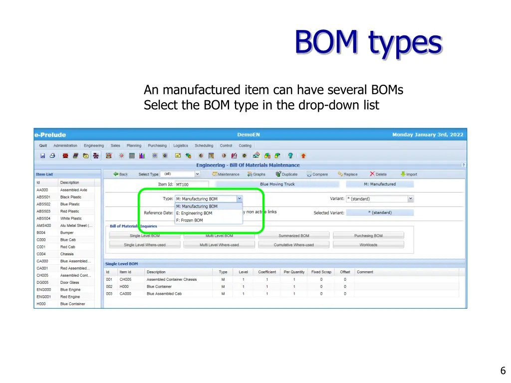 bom types 1