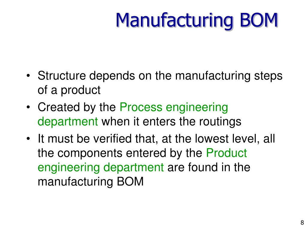 manufacturing bom