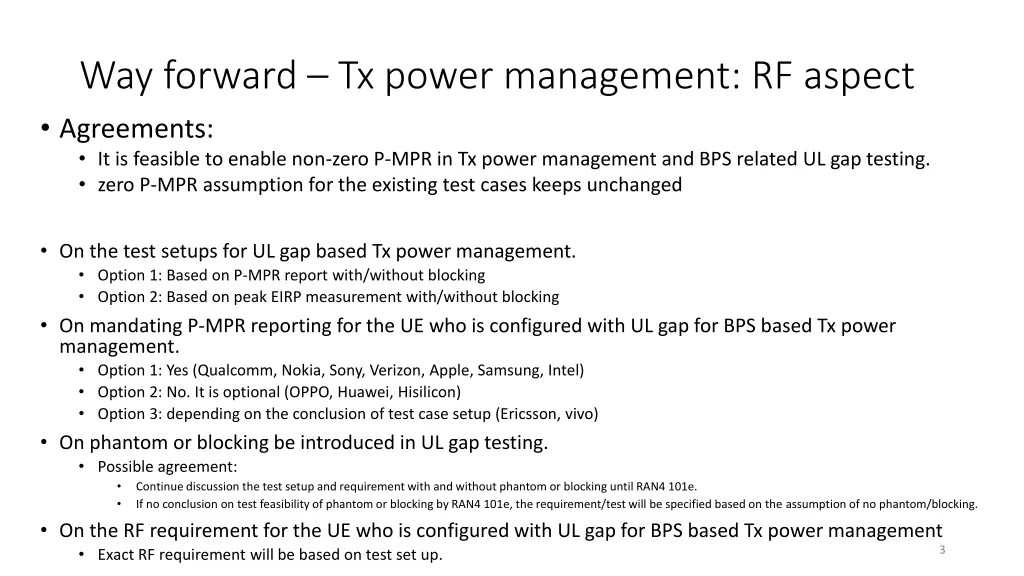 way forward tx power management rf aspect