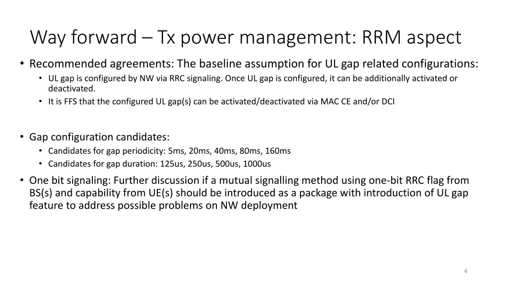 way forward tx power management rrm aspect