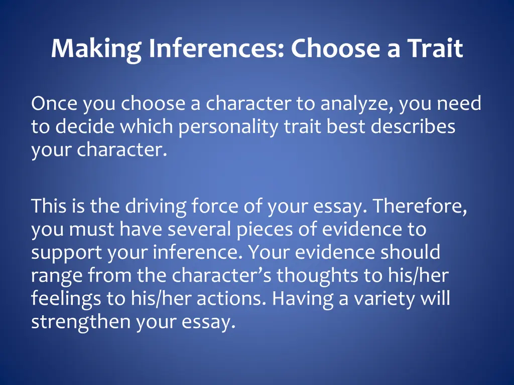 making inferences choose a trait