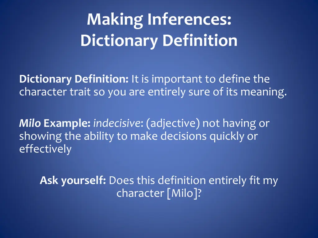 making inferences dictionary definition