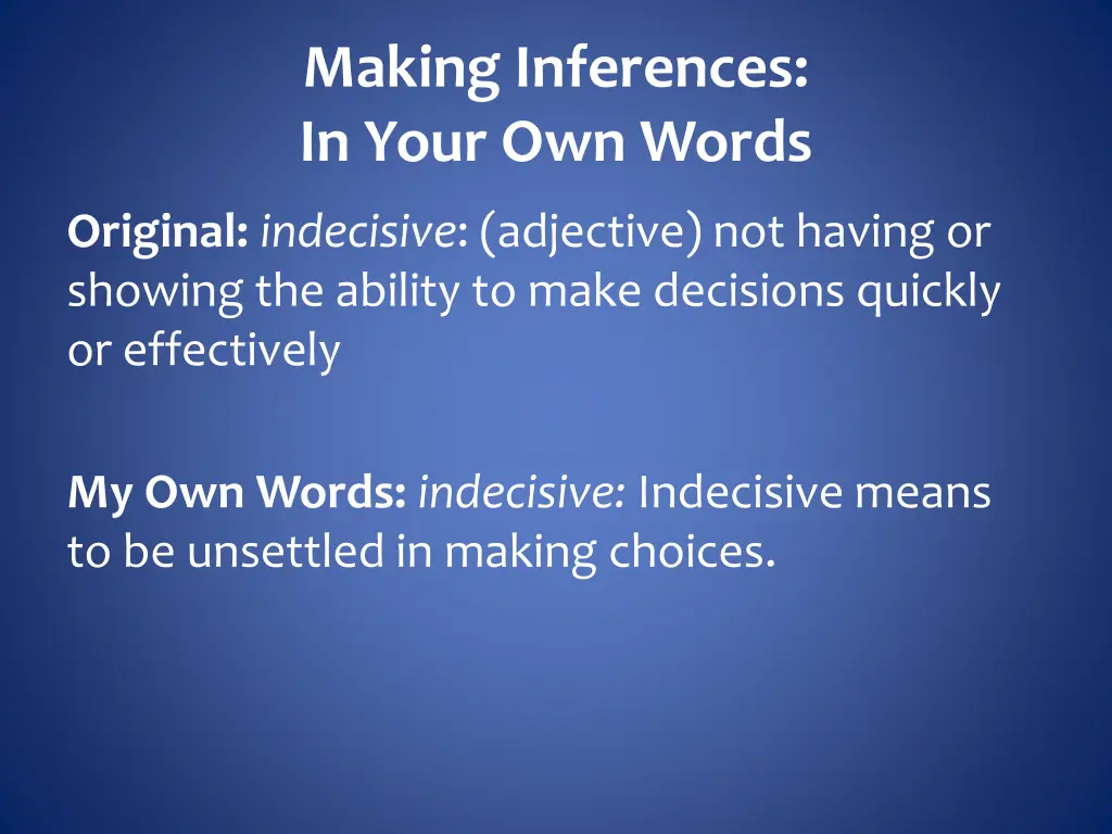 making inferences in your own words 1