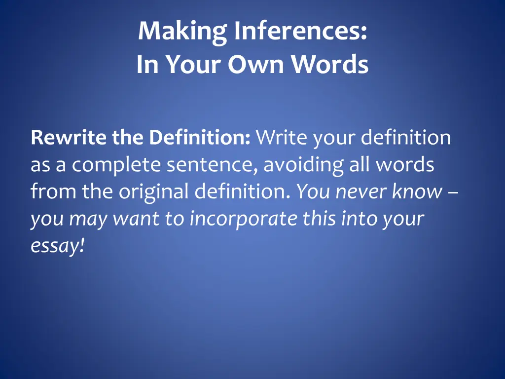 making inferences in your own words