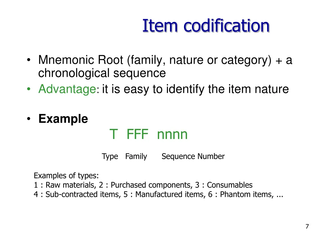 item codification 2