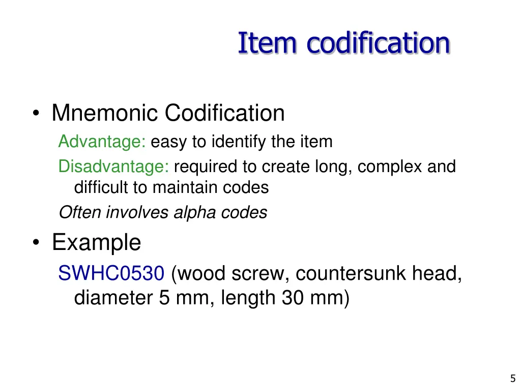 item codification