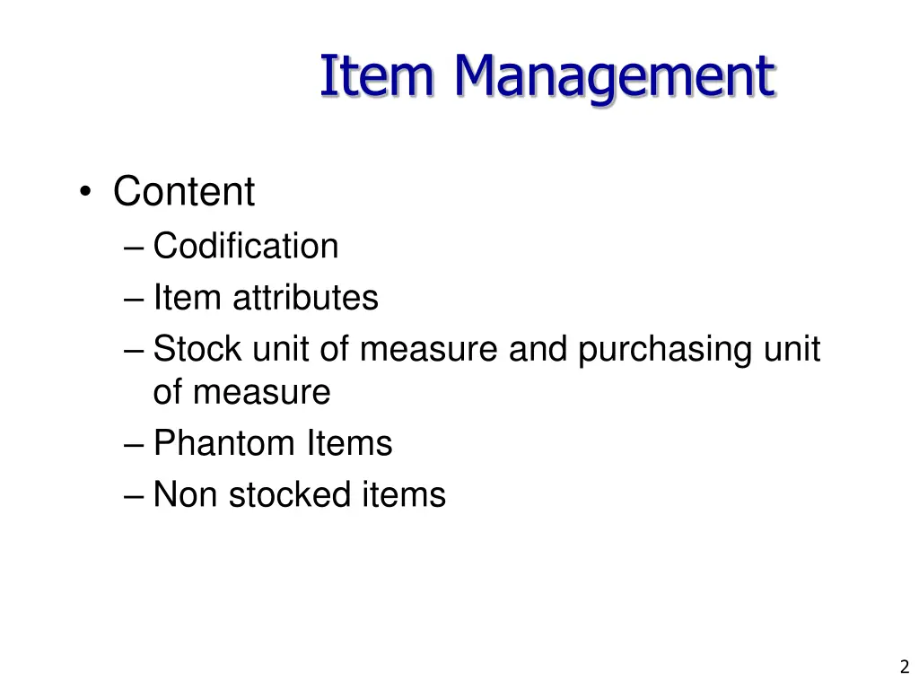 item management