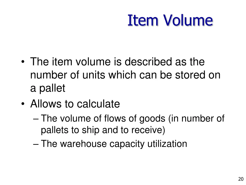 item volume