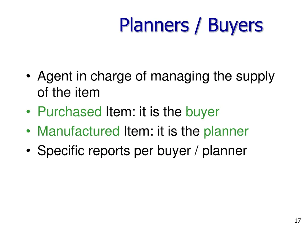 planners buyers