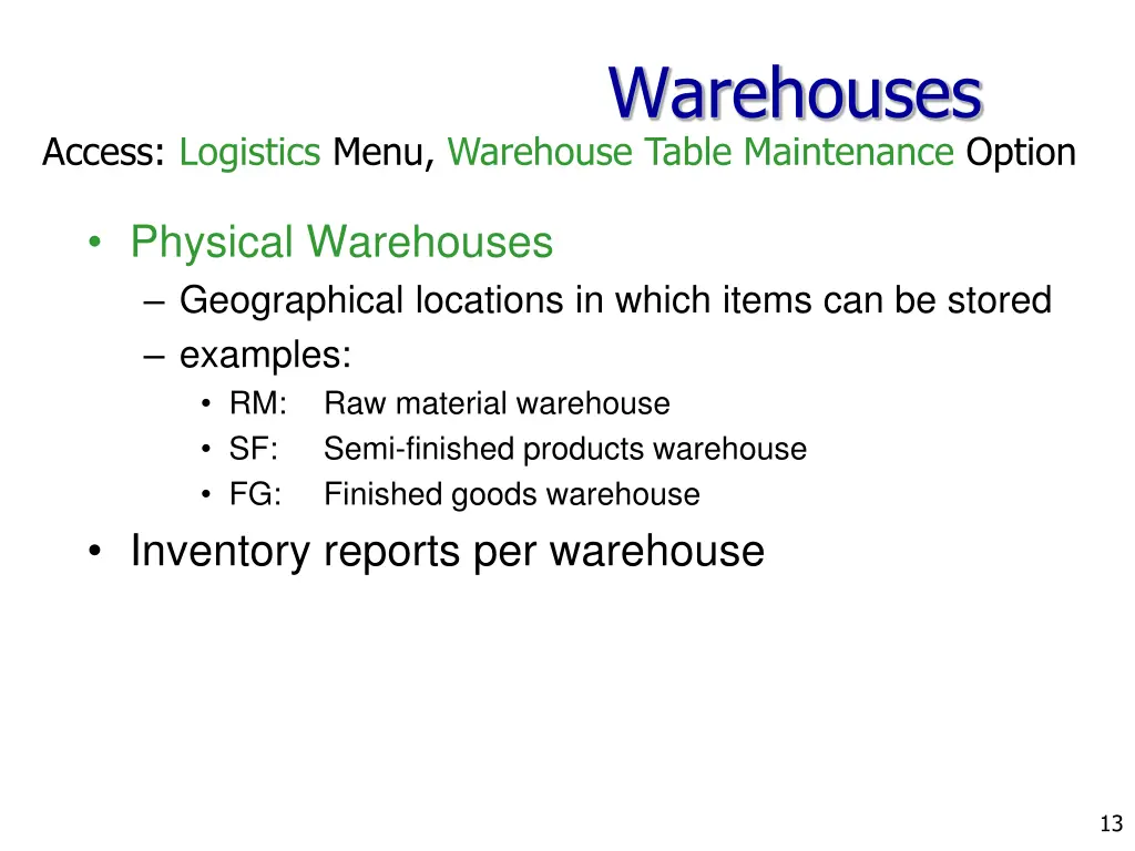 warehouses