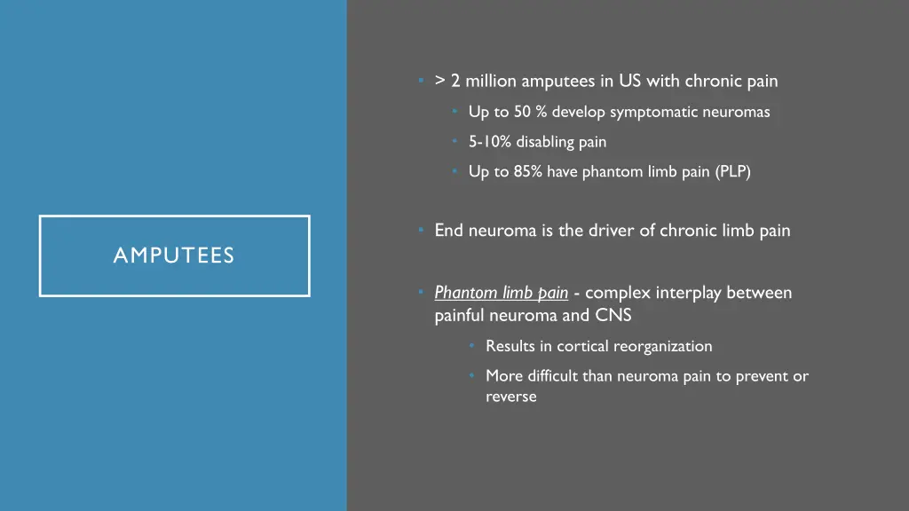 2 million amputees in us with chronic pain