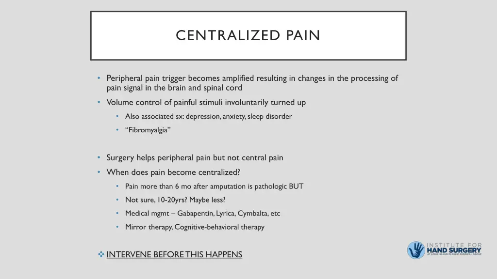 centralized pain