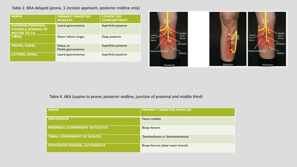 table 2 bka delayed prone 1 incision approach