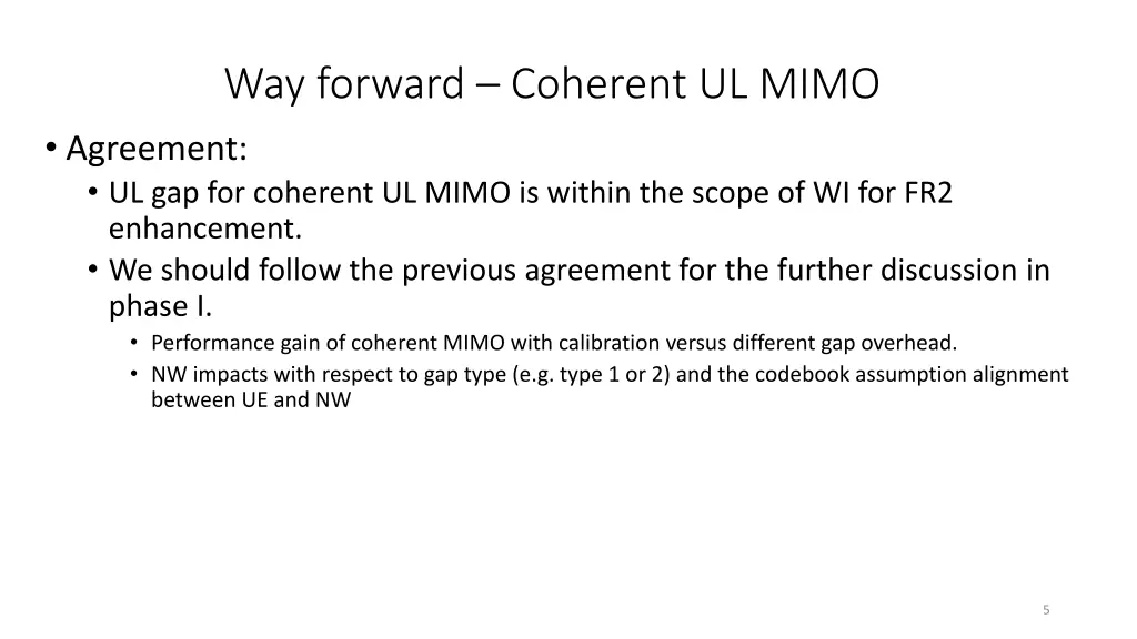 way forward coherent ul mimo agreement