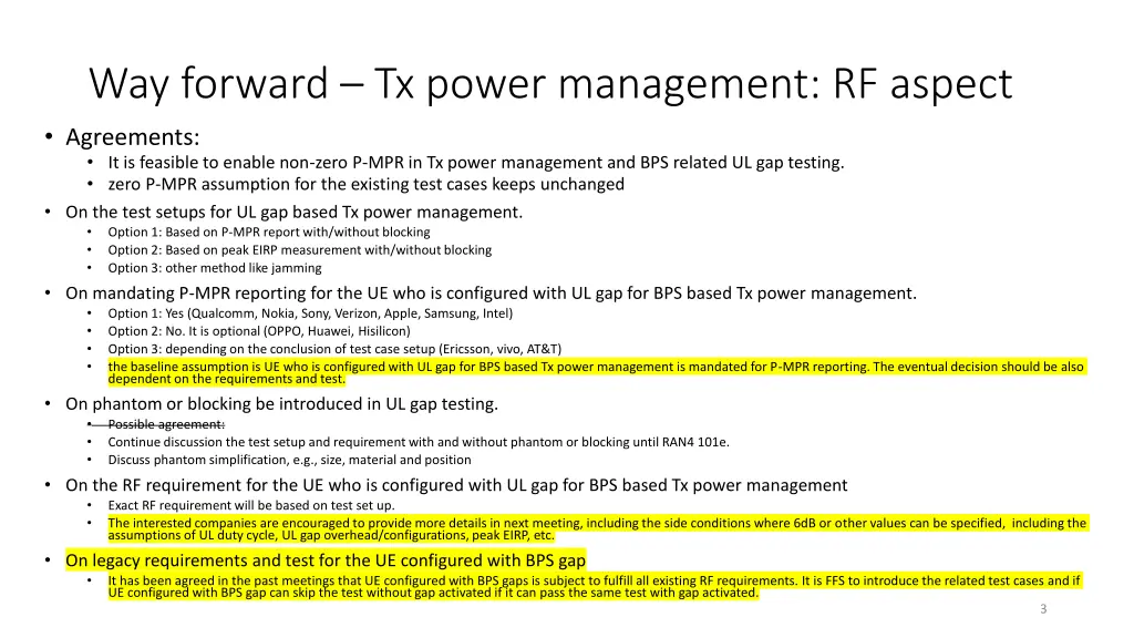 way forward tx power management rf aspect