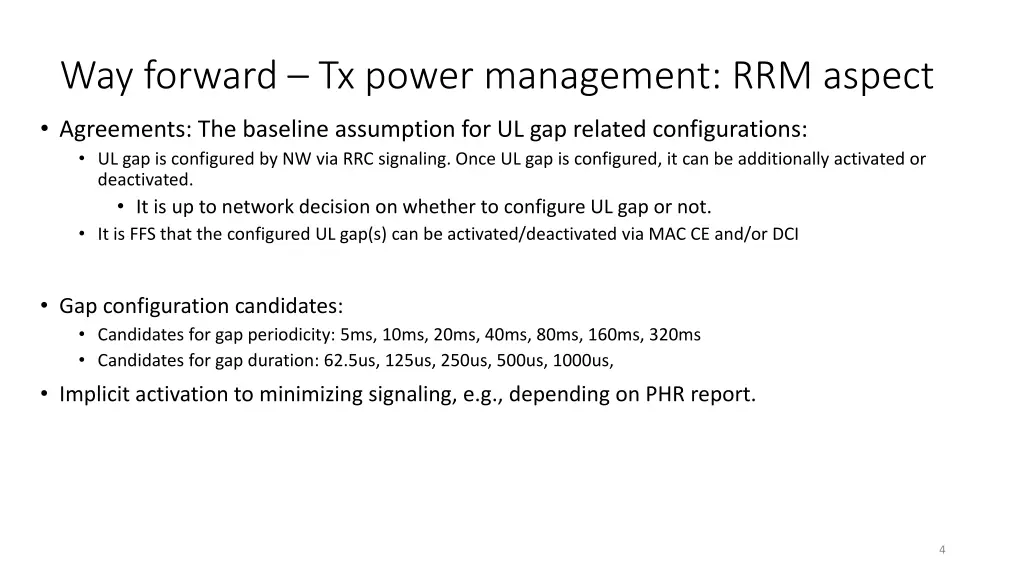 way forward tx power management rrm aspect