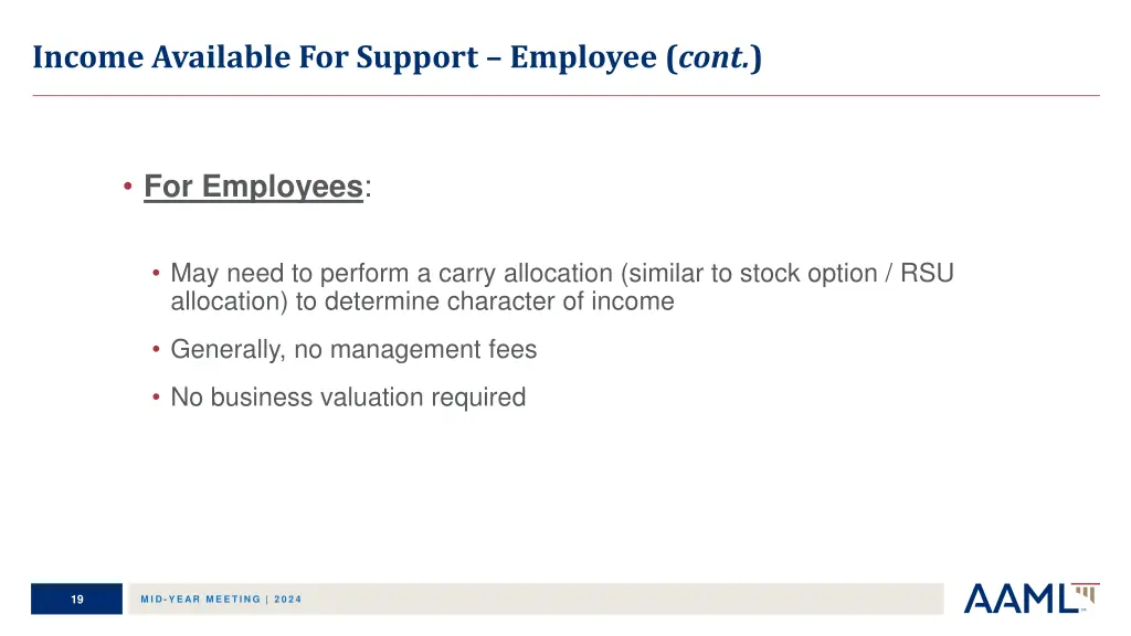 income available for support employee cont