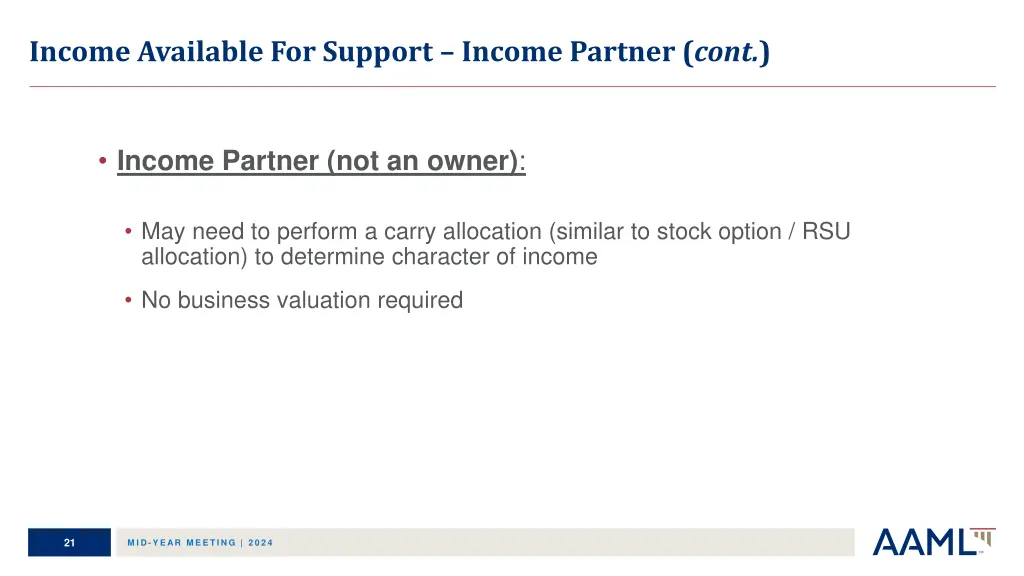 income available for support income partner cont