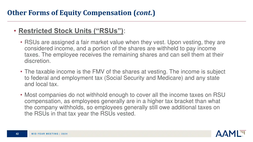 other forms of equity compensation cont 2