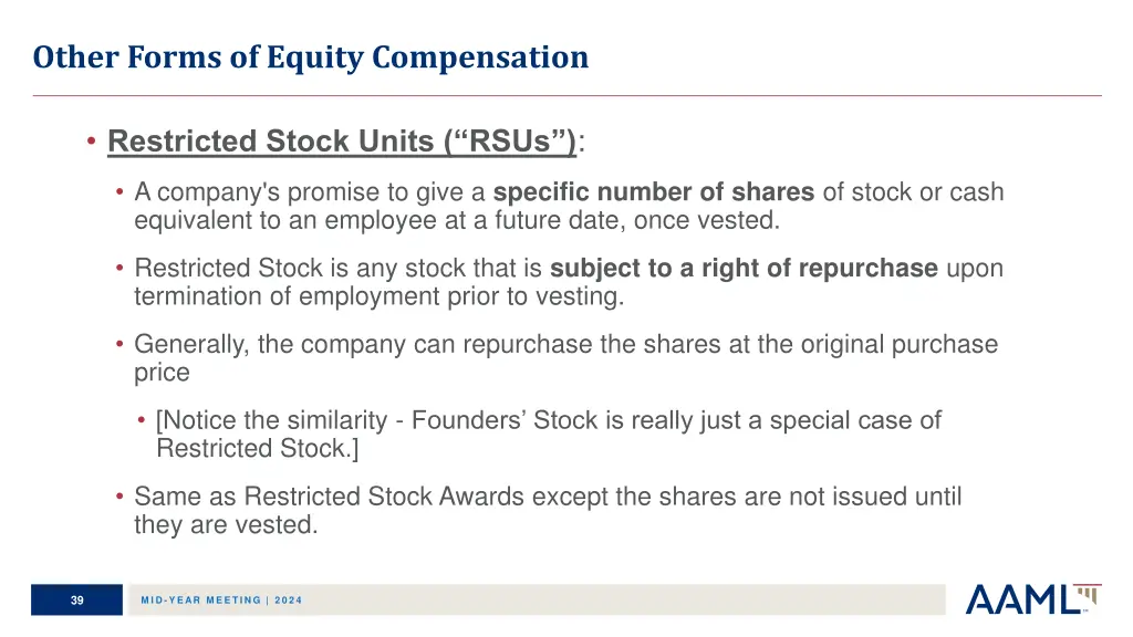 other forms of equity compensation