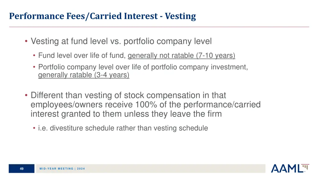 performance fees carried interest vesting