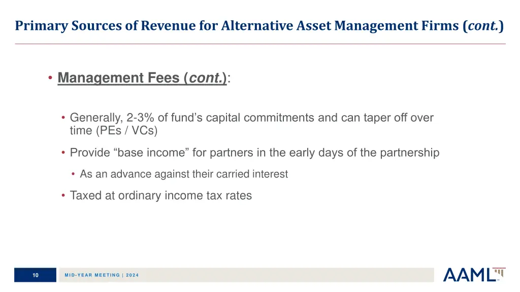 primary sources of revenue for alternative asset 1