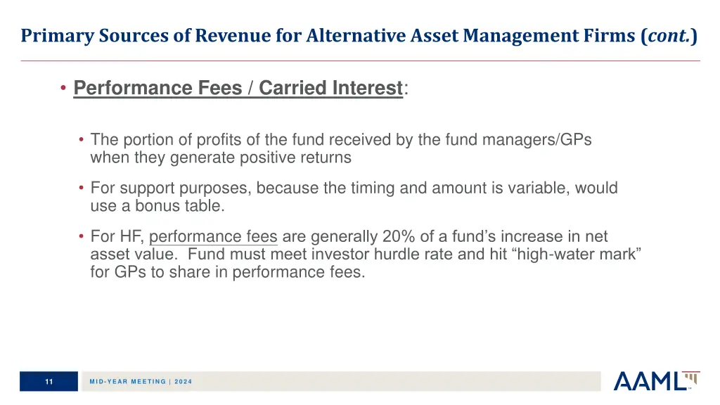 primary sources of revenue for alternative asset 2