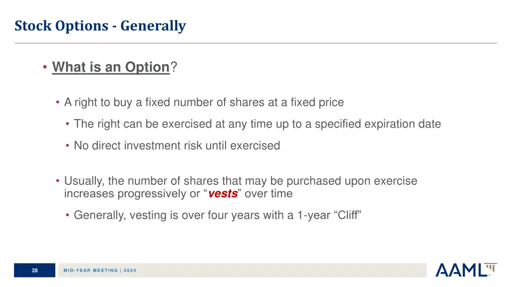 stock options generally