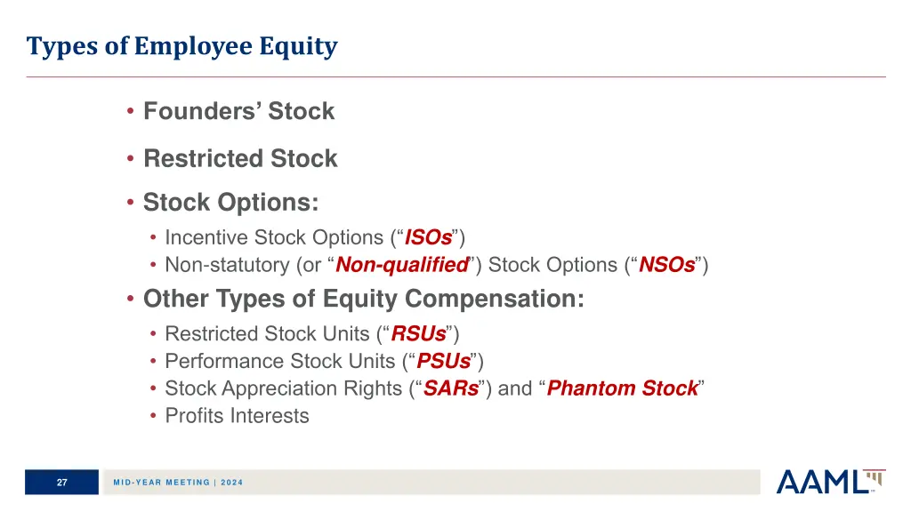 types of employee equity