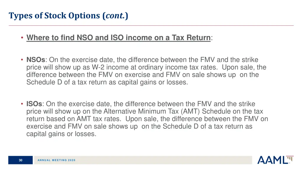 types of stock options cont