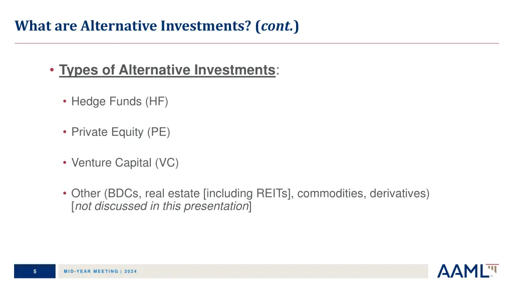 what are alternative investments cont