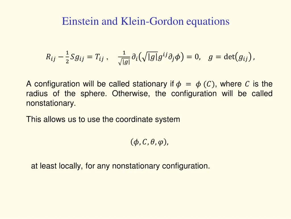 einstein and klein gordon equations