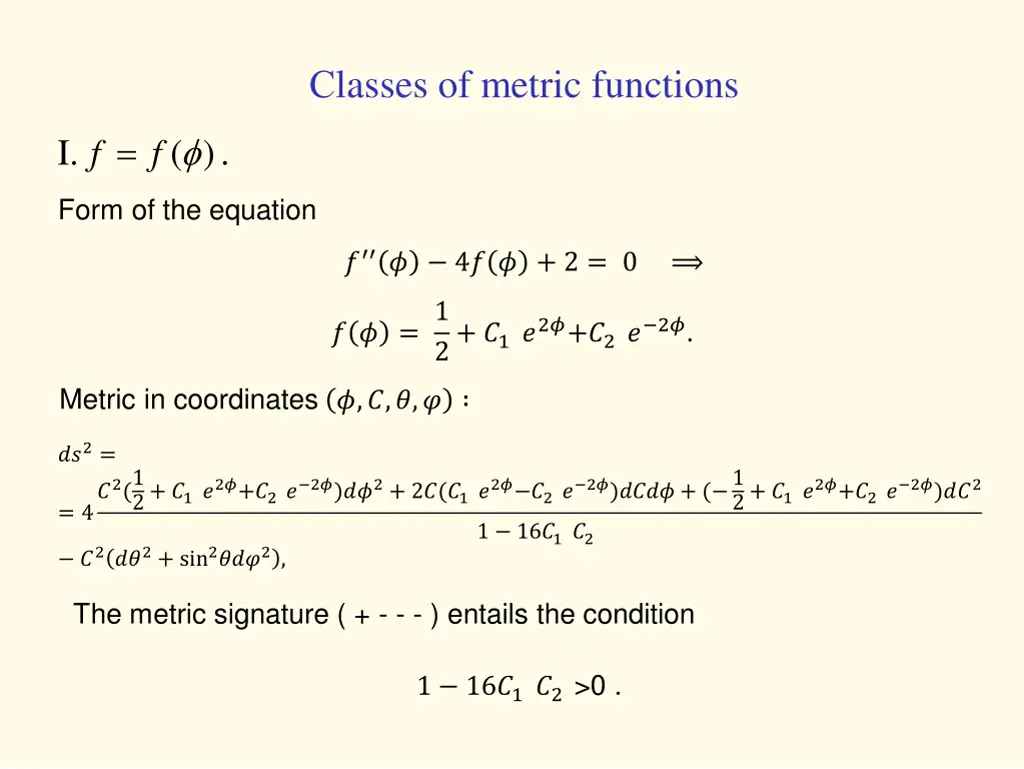 lasses of metric functions