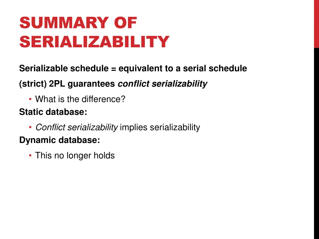 summary of serializability