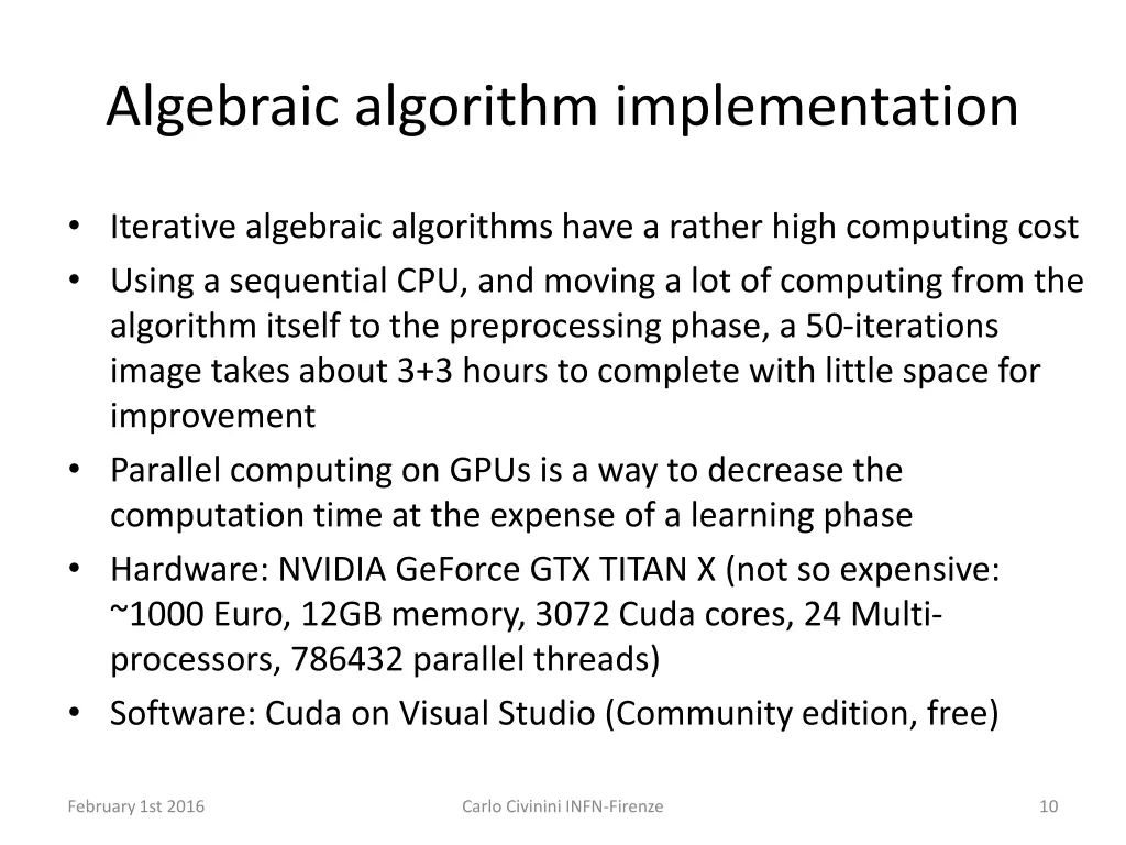 algebraic algorithm implementation