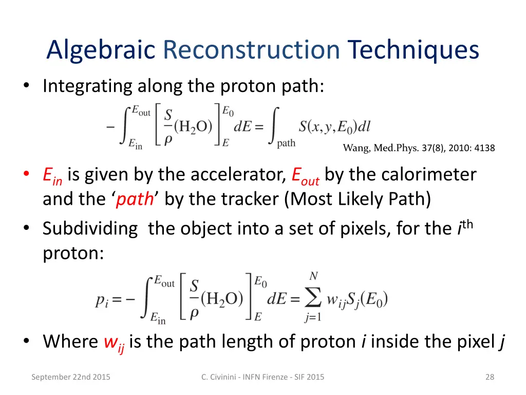 algebraic reconstruction techniques integrating