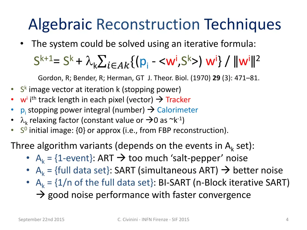 algebraic reconstruction techniques the system