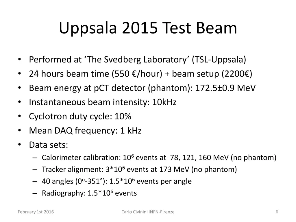 uppsala 2015 test beam