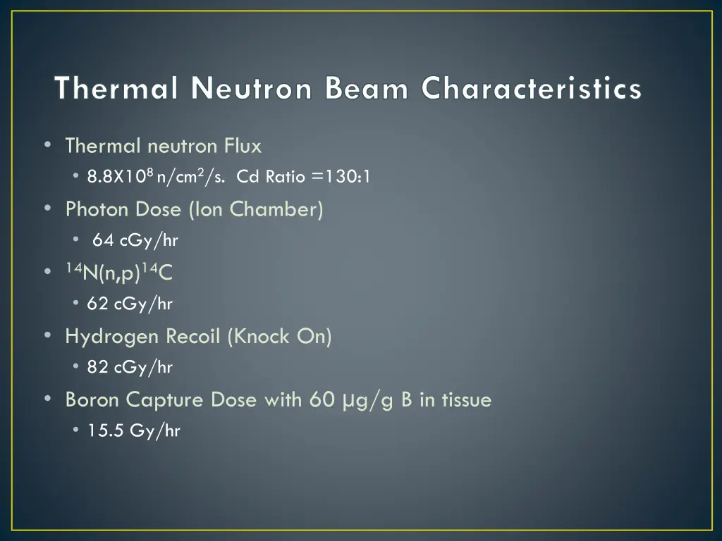 thermal neutron beam characteristics