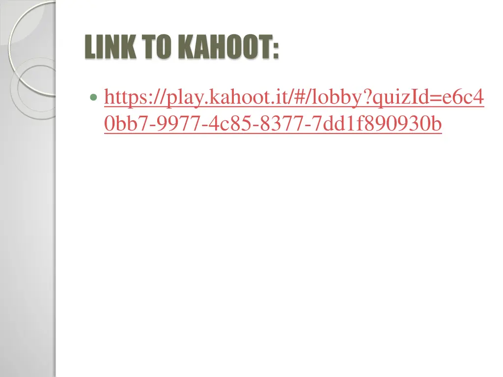 link to kahoot